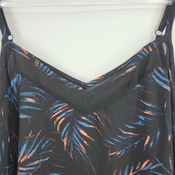 Black Tropical Palm Sophie Cami Sheer Chiffon Women Top Camisole - Picture 6 of 12